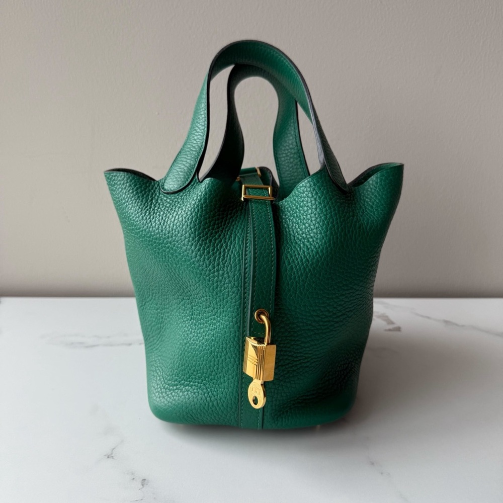 Hermes Green Leather Tote Bag